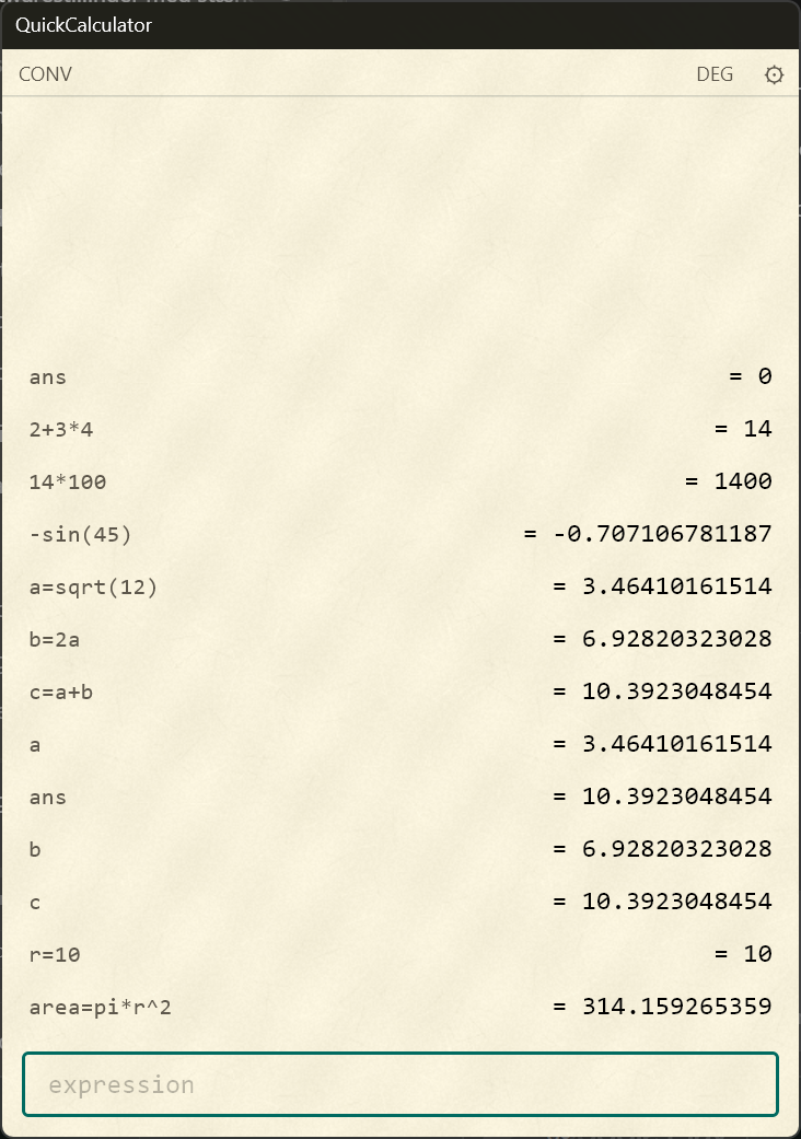 Calculations and variables