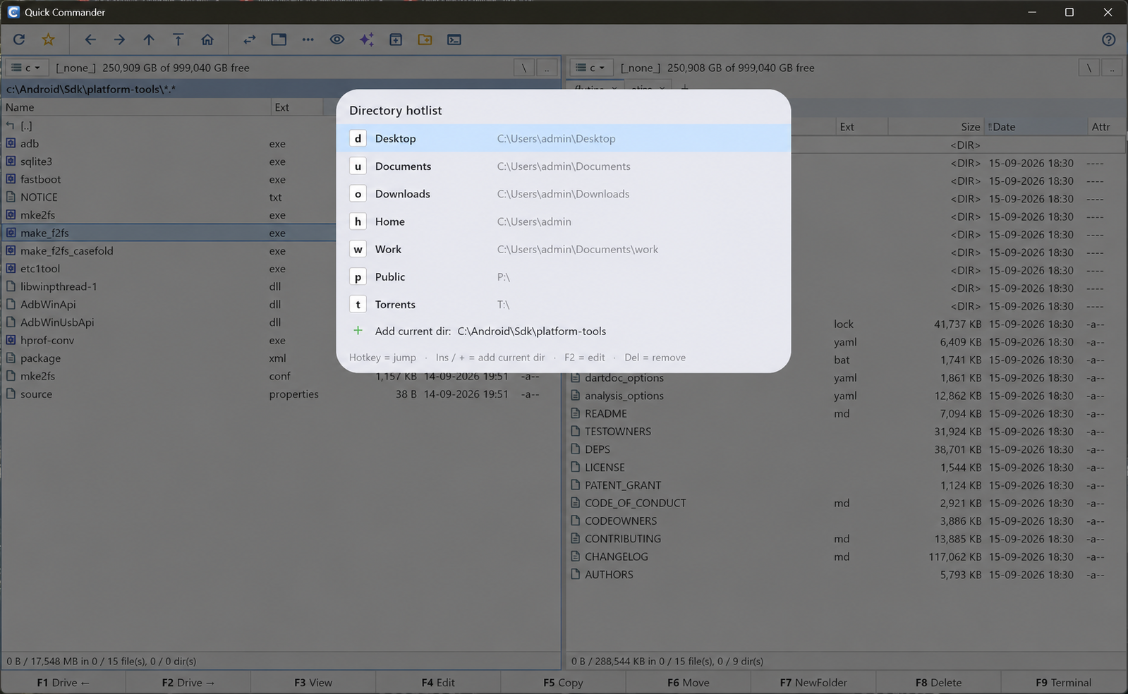 Directory hotlist